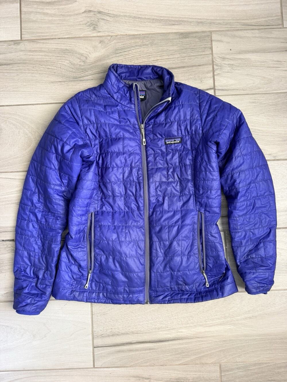 Patagonia Puff Jacket Women's Medium Violet Blue Quilted Puffer Pockets Hiking